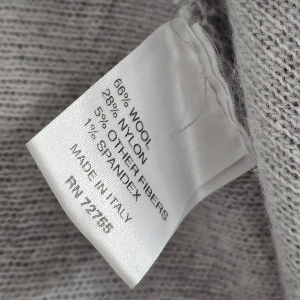 AIDA Italy Wool Open Front Cardigan Sweater L Gray Wrap Draped Cozy Quiet Luxury - Picture 6 of 8